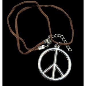 Retro Hippie Peace Sign Pendant Necklace